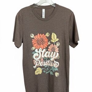 NWOT: Brown Graphic Tee with Floral Design